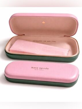 Kate Spade Glasses Case Hard Shell Green Pink Eyeglass Sunglasses Case Cloth